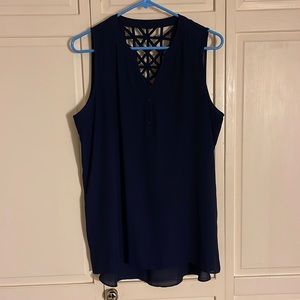 Navy Blue sheer sleeveless top